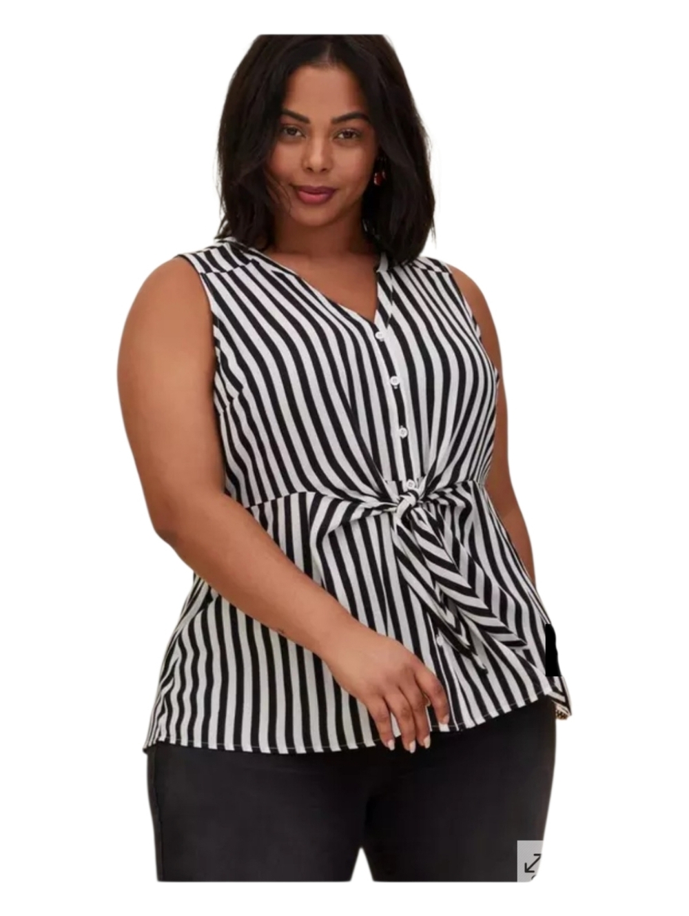 Torrid 4 Peplum Tie Front Georgette Striped Blouse 4X